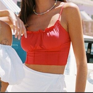 Princess Polly Crop Backless Halter Top Coral Size 4